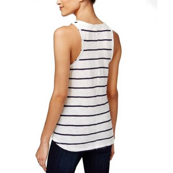 MAISON JULES striped v-neck tank top Sz M - Picture 2 of 6